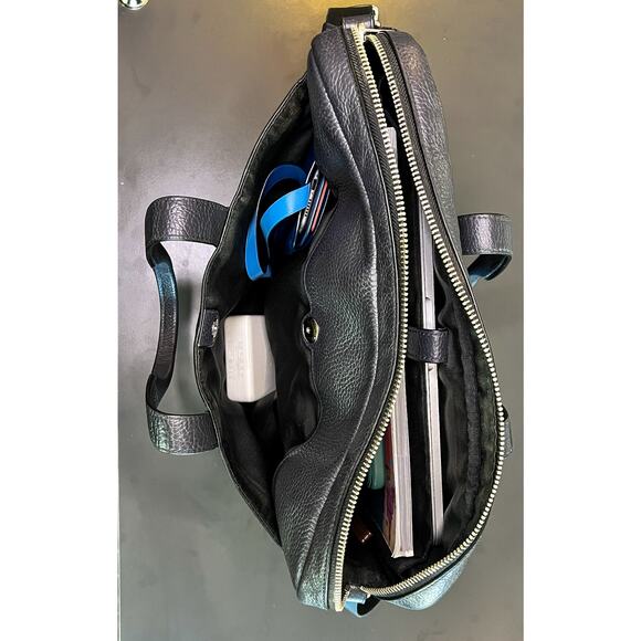 Coach F11319 Hamilton Pebbled Leather Briefcase Laptop Commuter Bag - Graphite - Picture 7 of 8